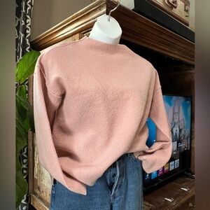 Eileen Fisher 100% Wool Boxy Blush Pink Mock Neck Sweater Women’s Medium Warm